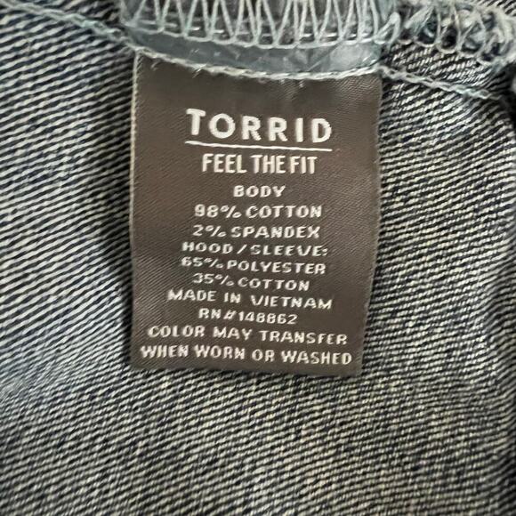 Torrid Women's Denim and Fleece Hooded Trucker Jacket Size 3 - Picture 7 of 7